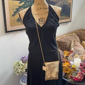 Carla Marchi sexy gold tone mesh crossbody bag